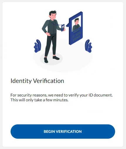 Begin uploading ID documentation for opening an account.